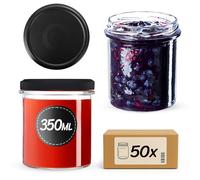 KADAX Barattoli per marmellata da 350 ml con tappo a vite fi82 mm, piccoli barattoli con coperchio, vasetti per conserve, vasetti a vite per marmellata e miele (nero opaco, 50 pezzi)