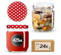 KADAX Barattoli per marmellata da 425 ml, con tappo a vite, barattoli con tappo a vite, barattoli per conserve, confetture, miele (cuore/24 pezzi)