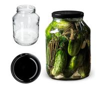 KADAX Barattoli vetro 2,5 l con coperchio a vite Ø100 mm - vasetti ermetici per marmellate, miele, sottaceti, cetrioli, fermentazione, conserve fatte in casa, bomboniere (1 pezzo, coperchio nero)
