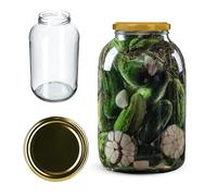 KADAX Barattolo in Vetro 4L con Coperchio a Vite Ø100 mm, 1 pezzo, Vaso Ermetico per Conserve, Sottaceti, Fermentazione, Kombucha, Kimchi, Cetrioli, Frutta - Dorato