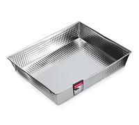 KADAX Barattolo rettangolare, teglia da forno in 3 dimensioni, bordi in lamiera alti per torte, pane tostato, cheesecake, brownie, scatola di cura facile, (30,5 x 25,5 cm, argento)
