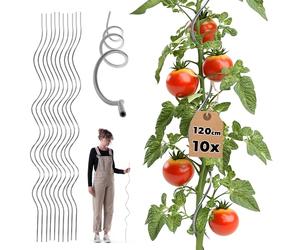 KADAX Bastoncini a spirale per pomodoro, 120 cm x 6 mm, 10 pezzi, bastoncini per pomodoro in alluminio, pomodoro, traliccio per pomodori, spirali per pomodori, bastoncini per piante