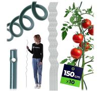 KADAX Bastoncini a spirale per pomodoro, 150 cm x 6 mm, set da 10 pezzi, barre a spirale in acciaio con rivestimento in plastica, per pomodori, piante rampicanti e pomodori