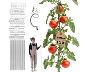 KADAX Bastoncini a spirale per pomodoro, 180 cm x 6 mm, 15 pezzi, bastoncini per pomodoro in alluminio, pomodoro, traliccio per pomodori, spirali per pomodori, bastoncini per piante