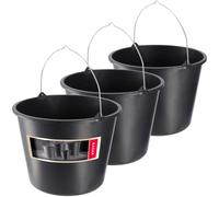 Kadax Bauheimer, 20L, secchio di mortaio in plastica, secchio rotondo per cantiere e giardino, secchio d'acqua stabile, secchio di cemento con manico in metallo, scatola di mortaio, nero (3)