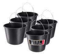 Kadax Bauheimer, 20L, secchio di mortaio in plastica, secchio rotondo per cantiere e giardino, secchio d'acqua stabile, secchio di cemento con manico in metallo, scatola di mortaio, nero (6)