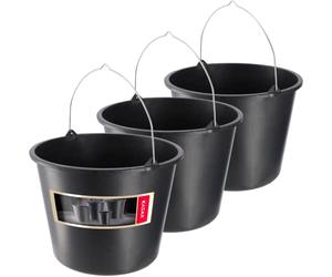Kadax Bauheimer, 20L, secchio di mortaio in plastica, secchio rotondo per cantiere e giardino, secchio d'acqua stabile, secchio di cemento con manico in metallo, scatola di mortaio, nero (3)