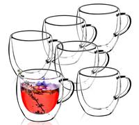 KADAX Bicchiere in vetro a doppia parete, bicchiere con maniglia, 250 ml,...