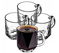 KADAX Bicchieri con manico per tè e caffè, bicchieri da tè in vetro spesso, tazze in vetro per bevande fredde e calde, set di bicchieri per tè, caffè, acqua (Frida 300 ml/set da 4)
