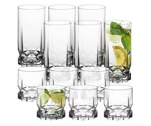 KADAX Bicchieri da Cocktail 325 ml in Vetro, Bicchieri Trasparenti per Long Drink, Negroni e Acqua Tonica, Tumbler Moderni (Set di 12: 6 x Alto e 6 x Basso)