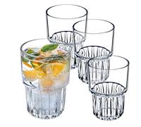 KADAX Bicchieri da long drink, bicchieri da cocktail, bicchieri per bevande, bicchieri per acqua moderni, bicchieri scanalati per bevande, bicchieri universali (set 4 x 320 ml)