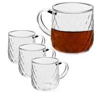 KADAX Bicchieri da tè 350 ml, 4 pezzi, con manico, lavabili in lavastoviglie, per caffè, tè, acqua, succhi di frutta, bevande, giardino, bicchiere, set di