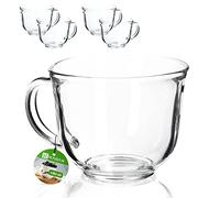 KADAX Bicchieri da tè con manico, 480 ml, in vetro, lavabili in lavastoviglie, per bevande calde e fredde, tazze da caffè, bicchieri da succo, bicchieri in vetro (480 ml/4 pezzi)