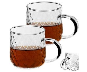 KADAX Bicchieri da tè da 350 ml, 2 pezzi, bicchieri con manico, lavabili in lavastoviglie, per caffè, tè, acqua, succhi di frutta, bevande, giardino, bicchieri da succo, bicchieri per acqua, set di