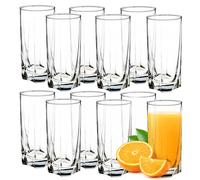 KADAX Bicchieri in vetro per acqua e succo – Set 12 pezzi 380 ml – Pareti spesse, scanalati