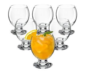 KADAX Bicchieri per succo, 280 ml, in vetro di alta qualità, bicchieri su un piede stabile, bicchieri universali per servire dessert, brandy, acqua (6 x 280 ml)
