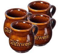 KADAX Bicchieri per vin brulé, 250 ml, set da 4 pezzi, con manico, per vin brulé, in ceramica, fatti a mano, in ceramica, tazze per vin brulé in argilla, tazze di Natale