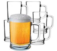 KADAX Boccale da birra 0,5 litri, set da 6 bicchieri da birra con manico, grande boccale da birra in vetro a pareti spesse, design classico, brocca in vetro per birra