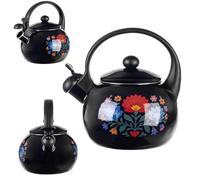 KADAX Bollitore d'acqua da 2,2 L in acciaio smaltato, bollitore con manico resistente al calore e fischietto, bollitore per tè per piano cottura a induzione, fornello a gas e fornello elettrico