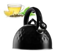 KADAX Bollitore in acciaio inox, bollitore smaltato con manico, bollitore per tè, bollitore retrò per tutti i piani cottura, bollitore per tè, bollitore a fischio, bollitore a pipa (nero 2,5 L)