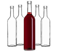 KADAX Bottiglia di Vetro 750 ml per Vino e Liquori - Set da 30 Pezzi, Senza Tappo (Trasparente)