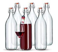 KADAX Bottiglia di Vetro Alla Frutta Vintage in Sodaggine - Trasparente con Serratura da Stiro (1,9 L, 6 Pezzi)