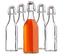 KADAX Bottiglie da 500 ml, set da 5 bottiglie di vetro con chiusura a leva, bottiglie vuote da riempire per succo, olio, aceto, liquore e sciroppo, bottiglie di succo in vetro, bottiglie di liquore