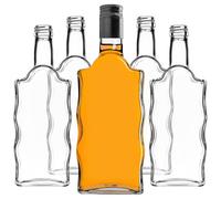 KADAX Bottiglie di vetro 500 ml, 10 pezzi, bottiglia vuota con tappo a vite, piccole da riempire, per vino e decorazione (nero, lungo)