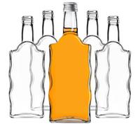 KADAX Bottiglie di vetro 500 ml, 50 pezzi, bottiglie vuote con tappo a vite, piccole bottiglie di liquore da riempire, bottiglie di vino in vetro, bottiglie decorative (argento)