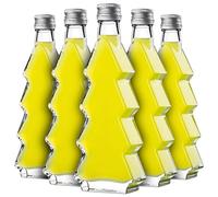 KADAX Bottiglie di vetro a forma di albero di Natale, 200 ml, 10 pezzi, bottiglie di Natale con tappo a vite, bottiglie di liquore per Natale, bottiglie vuote da riempire (argento)
