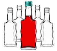 KADAX Bottiglie di vetro da 200 ml, 5 pezzi, bottiglie vuote con tappo a vite, piccole bottiglie di liquore da riempire, bottiglie di vino in vetro, bottiglie di grappa (verde)