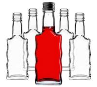 KADAX Bottiglie di vetro da 200 ml, 50 pezzi, bottiglie vuote con tappo a vite, piccole bottiglie di liquore da riempire, bottiglie di vino in vetro, bottiglie di grappa (nero)