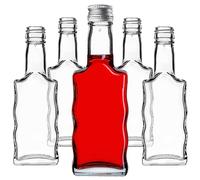 KADAX Bottiglie di Vetro da 200 ml, 50 Pezzi, Con Tappo a Vite per Liquore, Vino e Grappa - Vuote e Riempibili (Argento)