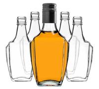 KADAX Bottiglie di vetro da 250 ml con tappo a vite, 5 pezzi, bottiglie vuote da riempire, bottiglie di liquore in vetro, piccole bottiglie di liquore (nero)