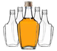 KADAX Bottiglie di vetro da 250 ml con tappo a vite, 50 pezzi, bottiglie vuote da riempire, bottiglie di liquore in vetro, piccole bottiglie di liquore, bottiglie di succo (oro)