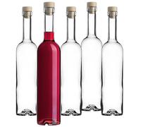 KADAX Bottiglie di vetro da 500 ml, 5 pezzi, bottiglie di liquore con tappo, bottiglie vuote per riempire succo, liquore, olio, aceto, vino o sciroppo, bottiglie di vino in vetro