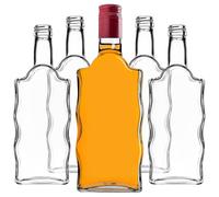 KADAX Bottiglie di Vetro da 500 ml, Set 10 Pezzi con Tappo a Vite - Bottiglia per Liquore, Vino e Decorazione (Rosso, Lungo)