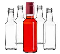 KADAX Bottiglie di vetro da riempire, 200 ml, 10 pezzi, bottiglie vuote di liquore con tappo a vite, bottiglie di succo, bottiglie per liquori, bottiglie di liquore (rosso, lungo)