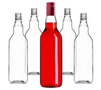 KADAX Bottiglie di Vetro per Liquore con Tappo a Vite, 700 ml, 5 Pezzi, per Succo, Vuote (Rosso, Lungo)