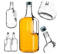 KADAX Bottiglie di vino da 1,75 l, 2 pezzi, grandi bottiglie di vetro con manico e tappo a vite, bottiglie vuote in vetro da riempire con liquore, bottiglie di liquore