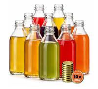 KADAX bottiglie in vetro 330ml con tappo a vite oro - bottiglie vuote da riempire per succhi, sciroppo, olio e liquore, conservazione alimentare