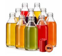 KADAX bottiglie in vetro 330ml con tappo a vite rosso - bottiglie vuote da riempire per succhi, sciroppo, olio e liquore, conservazione alimentare