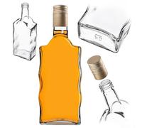KADAX Bottiglie in Vetro 500ml con Tappo a Vite Oro, Lunghe - Bottiglie vuote da riempire per succhi, sciroppo, Olio e liquore, conservazione Alimentare