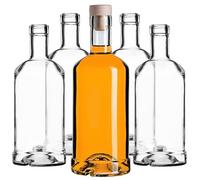 KADAX bottiglie in vetro 500ml con tappo in sughero - bottiglie vuote da riempire per liquore, grappa, olio e aceto, ideali per regali e fatte in casa