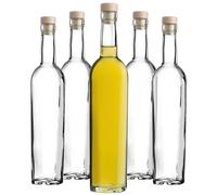 KADAX Bottiglie in vetro con tappo in sughero, bottiglie trasparenti da riempire, bottiglie per bevande fatte in casa, bottiglie di liquore riutilizzabili (Joonis 0,5 l, 8 pezzi), K9360
