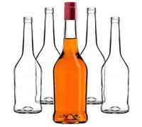 KADAX Bottiglie per liquori, 500 ml, 50 pezzi, bottiglie vuote per riempire olio, aceto, liquore, vino e grappa, bottiglie di vetro, bottiglie di liquore, bottiglie di succo (rosso, lungo)