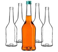 KADAX Bottiglie per liquori da 500 ml, 50 pezzi, Bottiglie vuote da riempire con olio, aceto, liquore, vino e grappa, Bottiglie in vetro, Bottiglie per grappa, Bottiglie per succo (Verde)