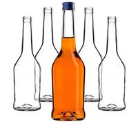 KADAX Bottiglie per liquori da 500 ml, 50 pezzi, Bottiglie vuote da riempire con olio, aceto, liquore, vino e grappa, Bottiglie in vetro, Bottiglie per grappa, Bottiglie per succo (Blu)