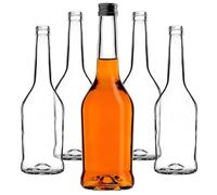 KADAX Bottiglie per liquori da 500 ml, 50 pezzi, Bottiglie vuote da riempire con olio, aceto, liquore, vino e grappa, Bottiglie in vetro, Bottiglie per grappa, Bottiglie per succo (Nero)