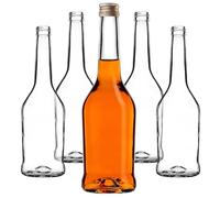 KADAX Bottiglie per liquori da 500 ml, 50 pezzi, Bottiglie vuote da riempire con olio, aceto, liquori, vino e grappa, Bottiglie in vetro, Bottiglie per grappa, Bottiglie per succo (Oro)